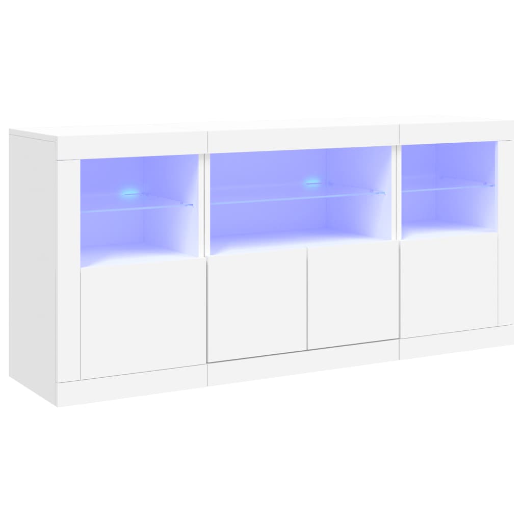 Sideboard mit LED-Leuchten Weiß 142,5x37x67 cm