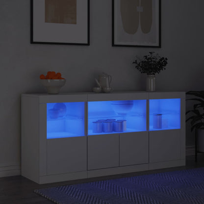 Sideboard mit LED-Leuchten Weiß 142,5x37x67 cm