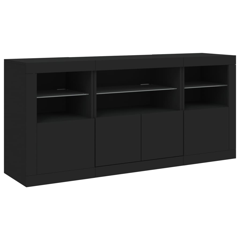 Sideboard mit LED-Leuchten Schwarz 142,5x37x67 cm