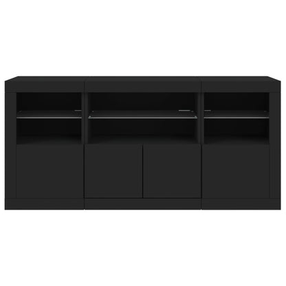 Sideboard mit LED-Leuchten Schwarz 142,5x37x67 cm