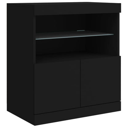 Sideboard mit LED-Leuchten Schwarz 142,5x37x67 cm