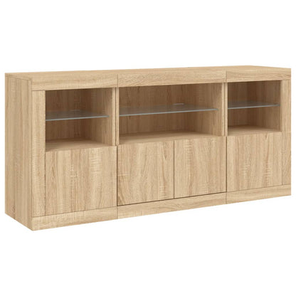 Sideboard mit LED-Leuchten Sonoma-Eiche 142,5x37x67 cm