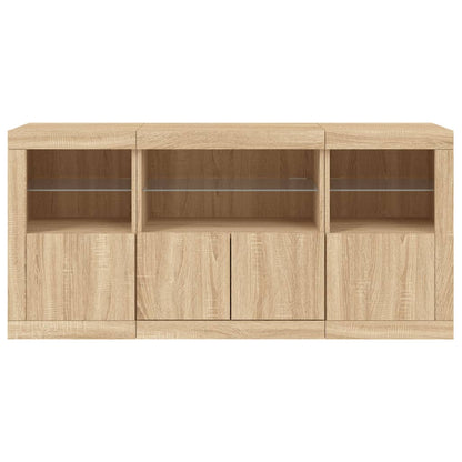 Sideboard mit LED-Leuchten Sonoma-Eiche 142,5x37x67 cm