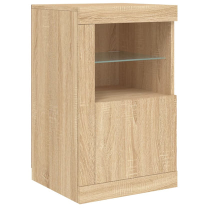 Sideboard mit LED-Leuchten Sonoma-Eiche 142,5x37x67 cm