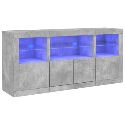 Sideboard mit LED-Leuchten Betongrau 142,5x37x67 cm