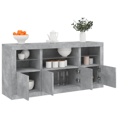 Sideboard mit LED-Leuchten Betongrau 142,5x37x67 cm