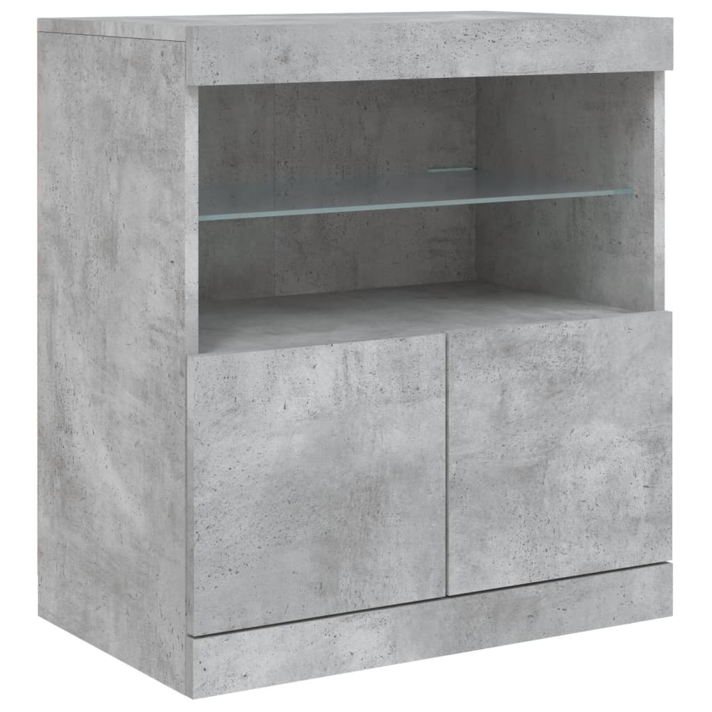 Sideboard mit LED-Leuchten Betongrau 142,5x37x67 cm