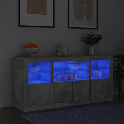 Sideboard mit LED-Leuchten Betongrau 142,5x37x67 cm