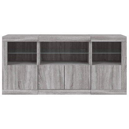 Sideboard mit LED-Leuchten Grau Sonoma 142,5x37x67 cm