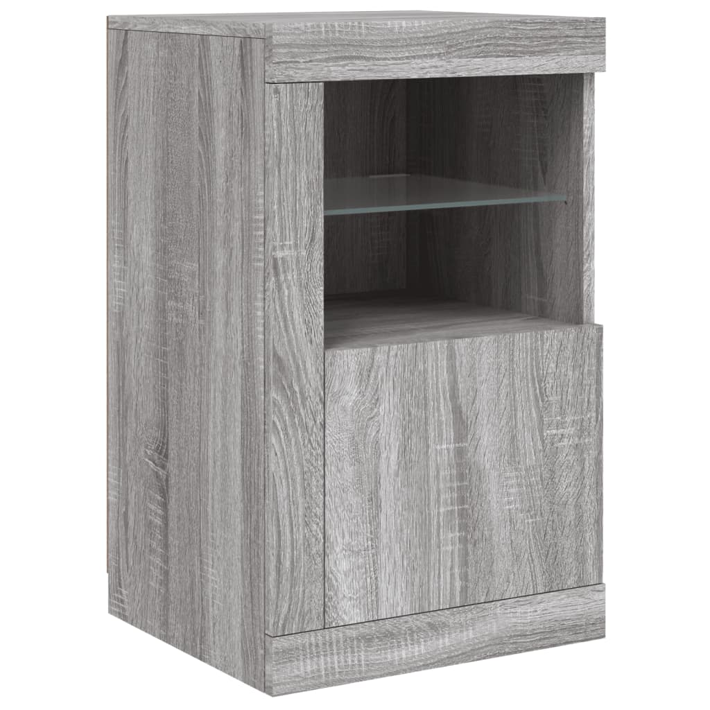 Sideboard mit LED-Leuchten Grau Sonoma 142,5x37x67 cm