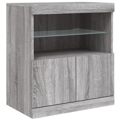 Sideboard mit LED-Leuchten Grau Sonoma 142,5x37x67 cm