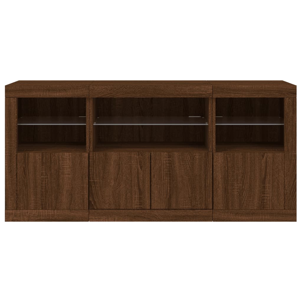 Sideboard mit LED-Leuchten Braun Eichen-Optik 142,5x37x67 cm