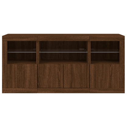 Sideboard mit LED-Leuchten Braun Eichen-Optik 142,5x37x67 cm