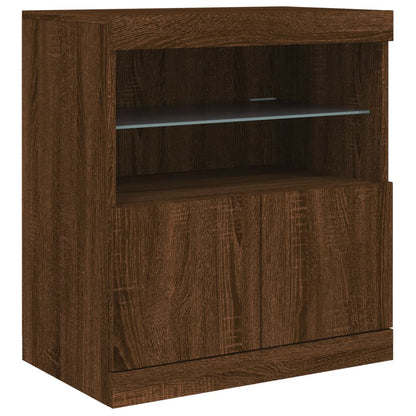 Sideboard mit LED-Leuchten Braun Eichen-Optik 142,5x37x67 cm