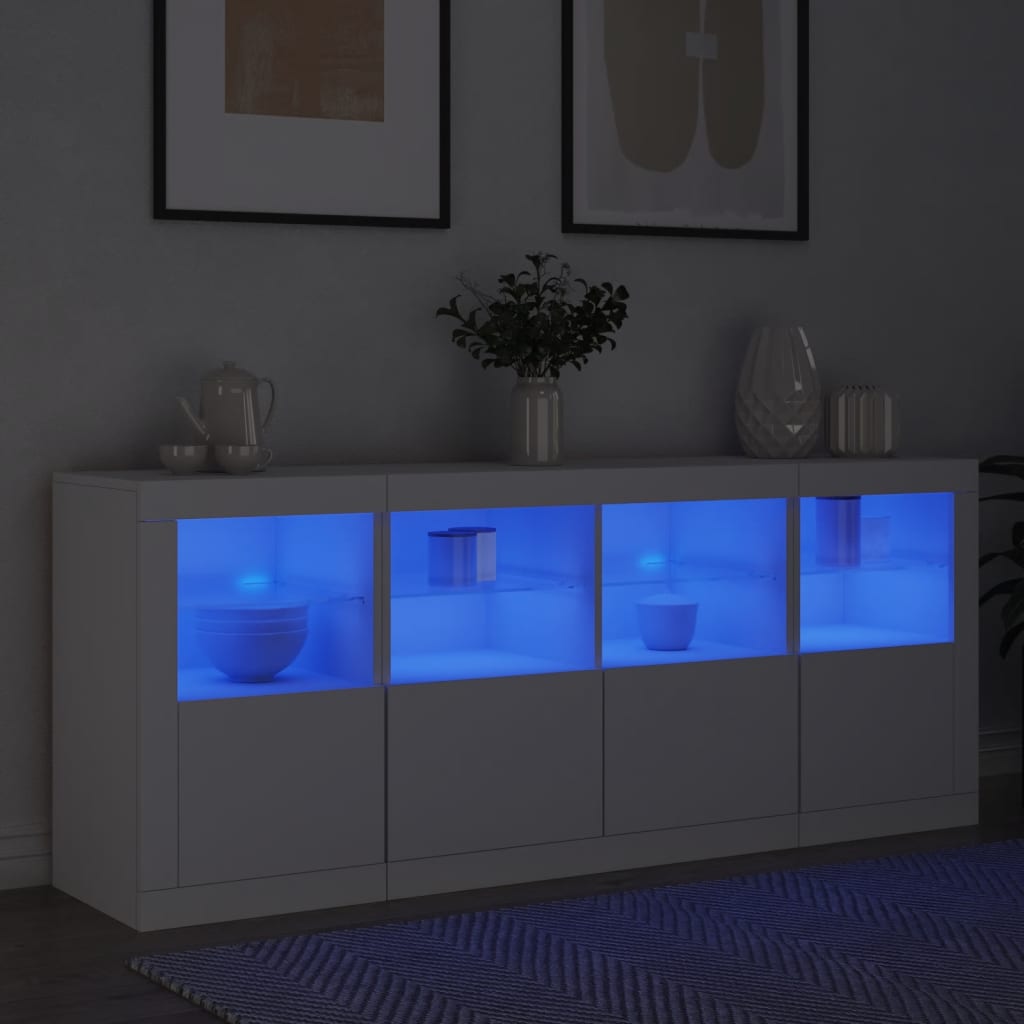 Sideboard mit LED-Leuchten Weiß 163x37x67 cm