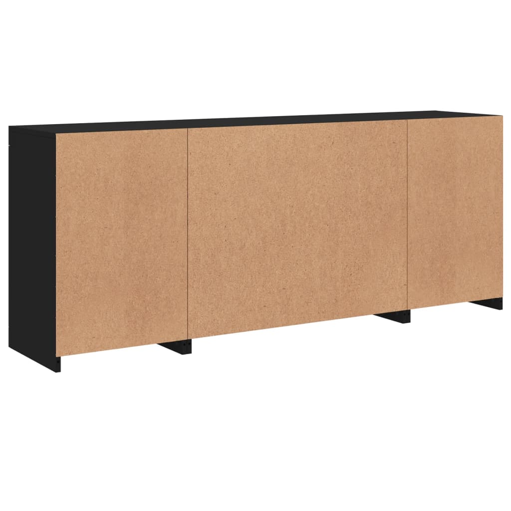 Sideboard mit LED-Leuchten Schwarz 163x37x67 cm