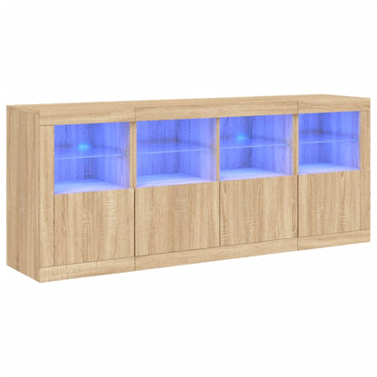 Sideboard mit LED-Leuchten Sonoma-Eiche 163x37x67 cm