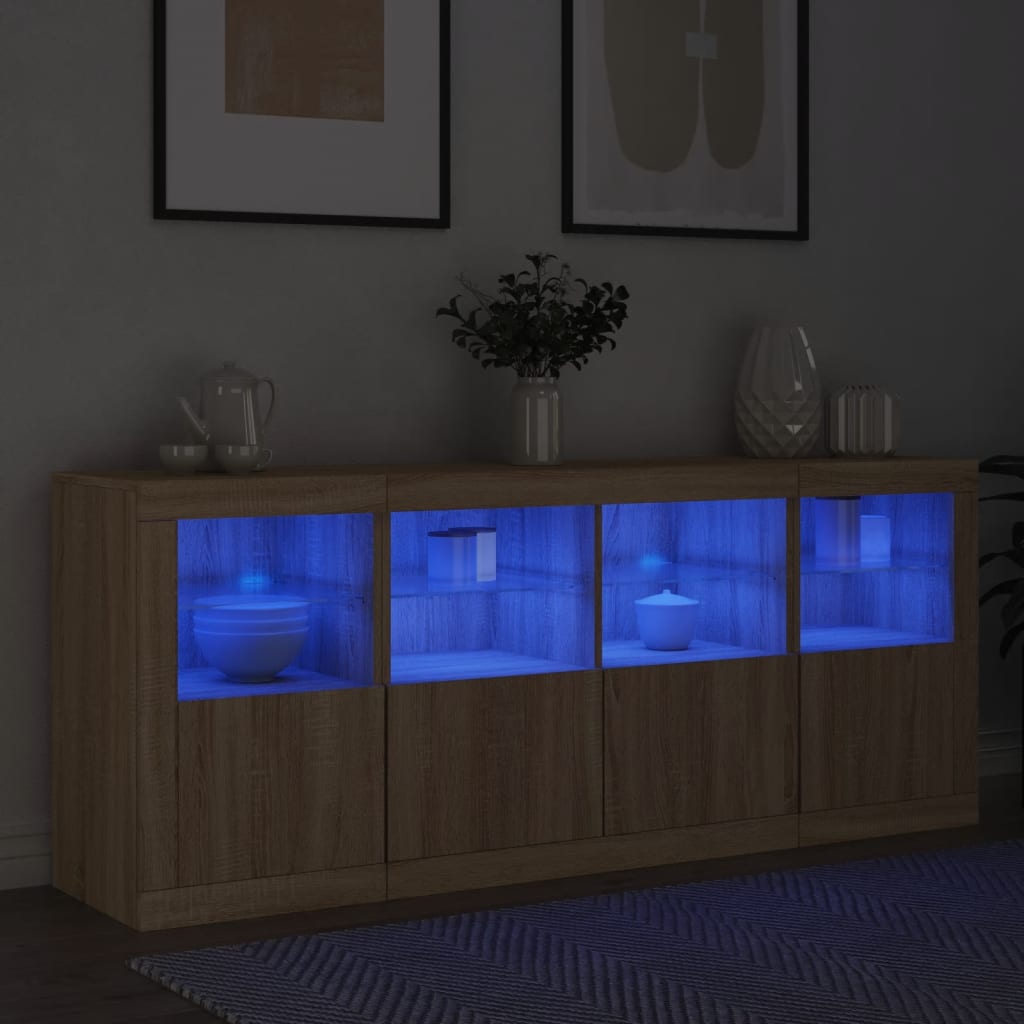 Sideboard mit LED-Leuchten Sonoma-Eiche 163x37x67 cm