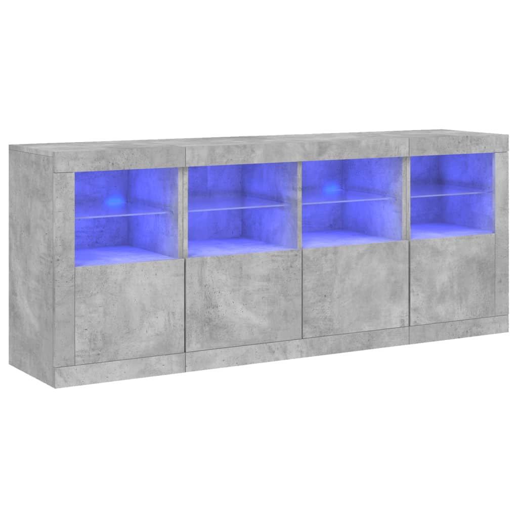 Sideboard mit LED-Leuchten Betongrau 163x37x67 cm