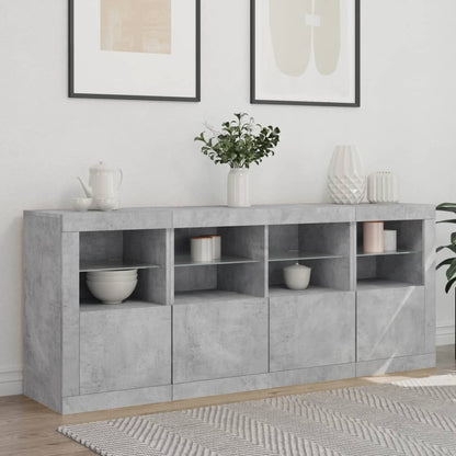 Sideboard mit LED-Leuchten Betongrau 163x37x67 cm