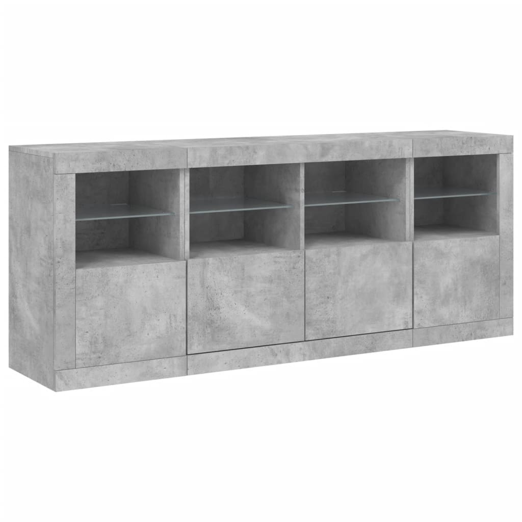 Sideboard mit LED-Leuchten Betongrau 163x37x67 cm