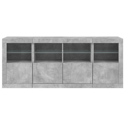 Sideboard mit LED-Leuchten Betongrau 163x37x67 cm