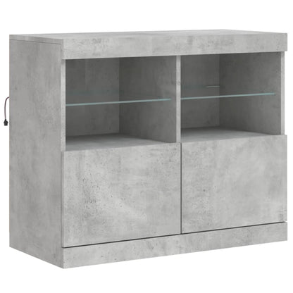 Sideboard mit LED-Leuchten Betongrau 163x37x67 cm