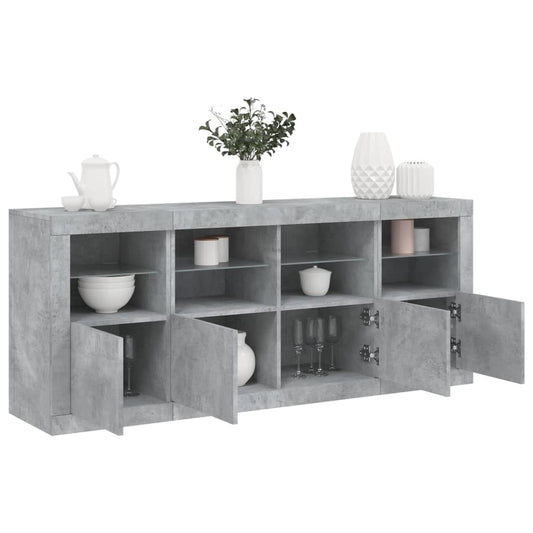 Sideboard mit LED-Leuchten Betongrau 163x37x67 cm