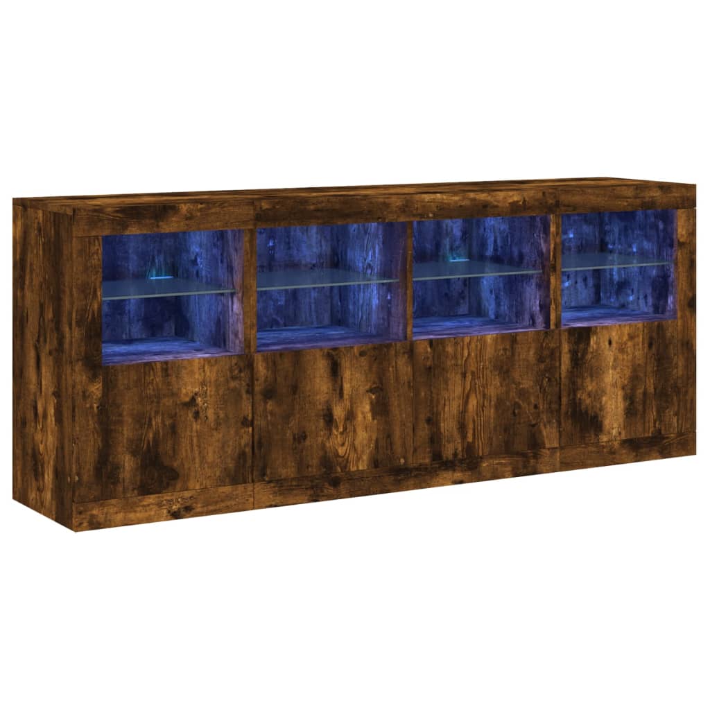 Sideboard mit LED-Leuchten Räuchereiche 163x37x67 cm