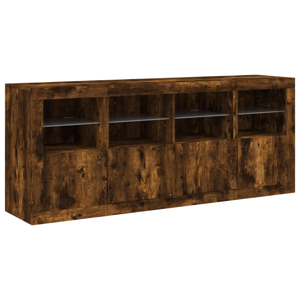 Sideboard mit LED-Leuchten Räuchereiche 163x37x67 cm