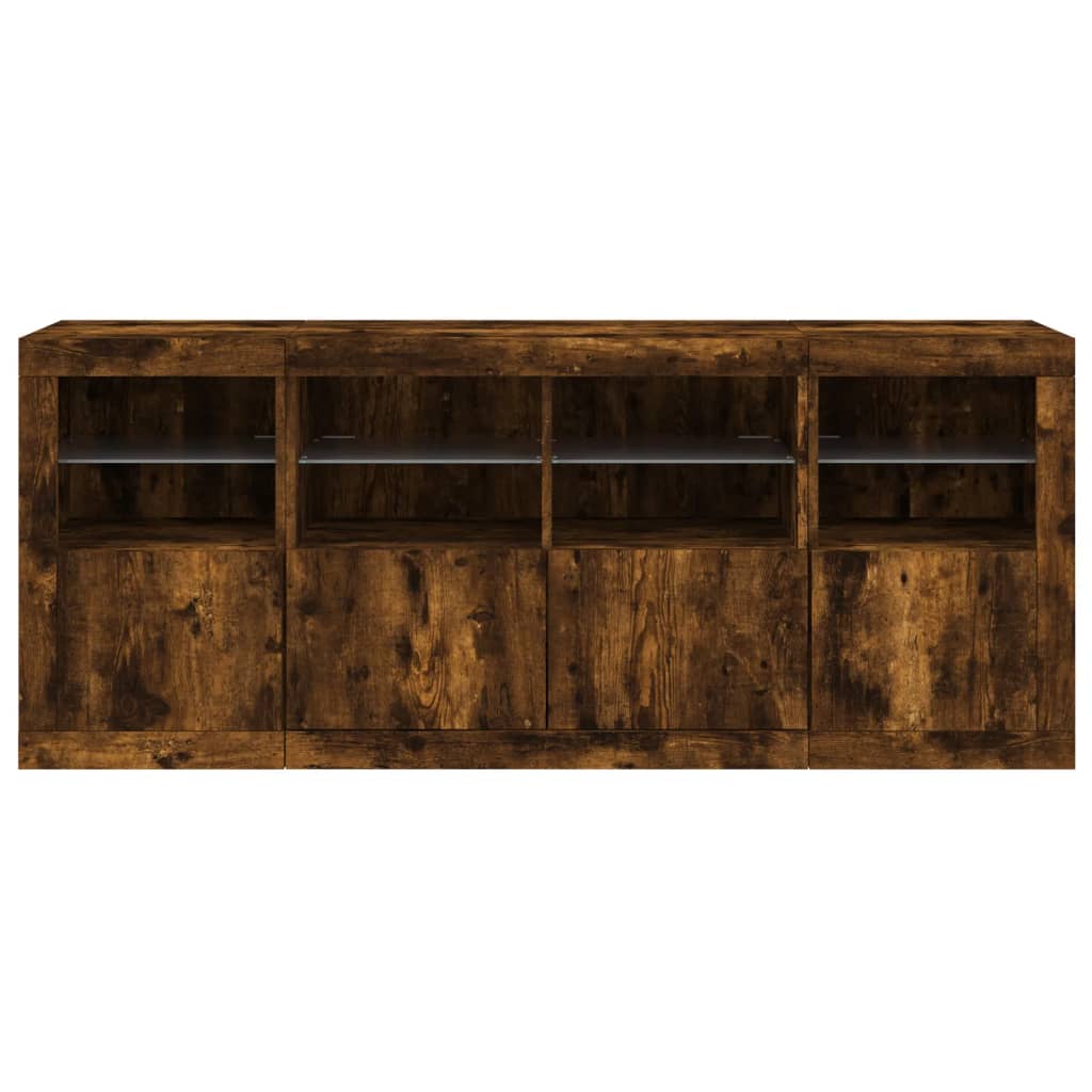 Sideboard mit LED-Leuchten Räuchereiche 163x37x67 cm