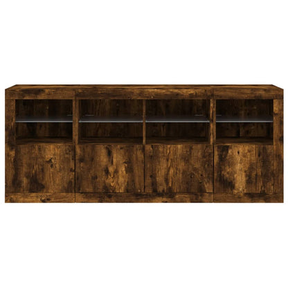 Sideboard mit LED-Leuchten Räuchereiche 163x37x67 cm