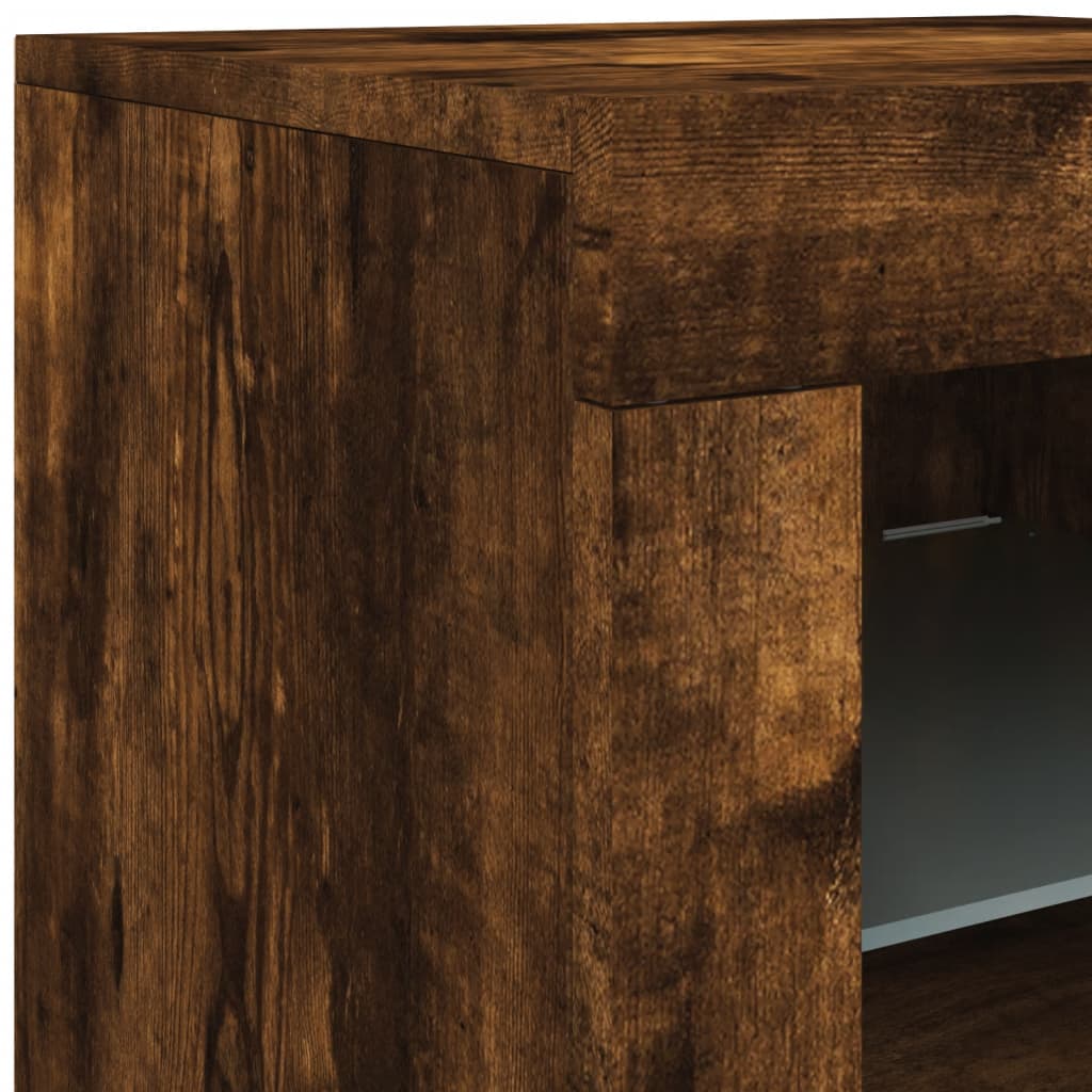 Sideboard mit LED-Leuchten Räuchereiche 163x37x67 cm