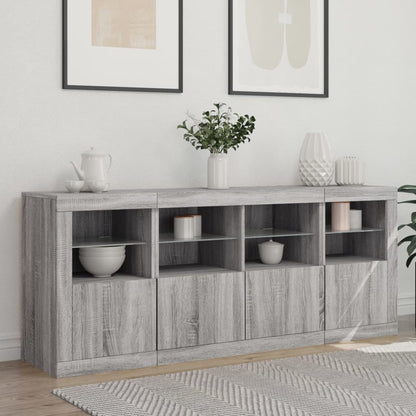 Sideboard mit LED-Leuchten Grau Sonoma 163x37x67 cm