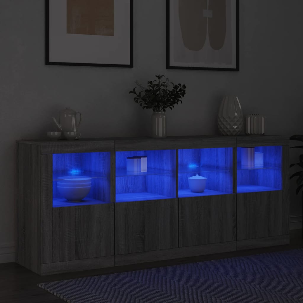 Sideboard mit LED-Leuchten Grau Sonoma 163x37x67 cm