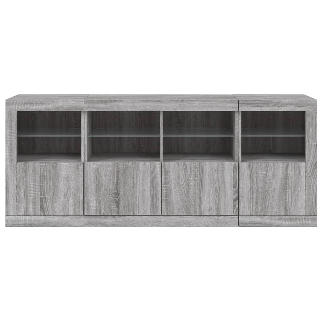 Sideboard mit LED-Leuchten Grau Sonoma 163x37x67 cm