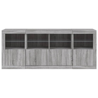 Sideboard mit LED-Leuchten Grau Sonoma 163x37x67 cm