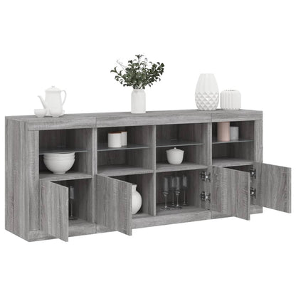 Sideboard mit LED-Leuchten Grau Sonoma 163x37x67 cm