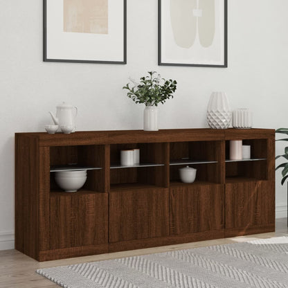 Sideboard mit LED-Leuchten Braun Eichen-Optik 163x37x67 cm