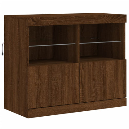 Sideboard mit LED-Leuchten Braun Eichen-Optik 163x37x67 cm