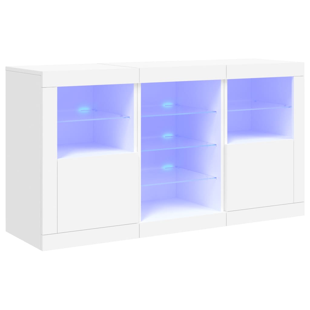 Sideboard mit LED-Leuchten Weiß 123x37x67 cm