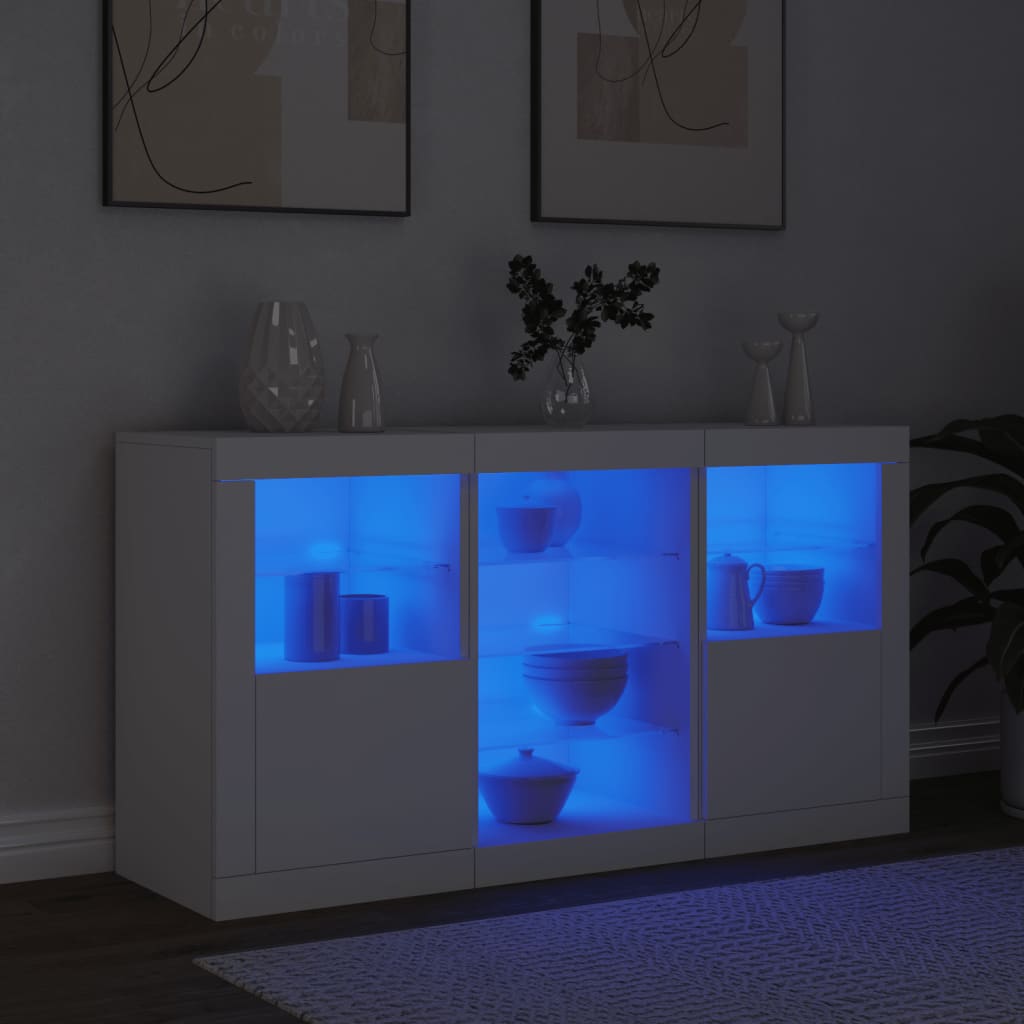 Sideboard mit LED-Leuchten Weiß 123x37x67 cm