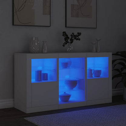 Sideboard mit LED-Leuchten Weiß 123x37x67 cm