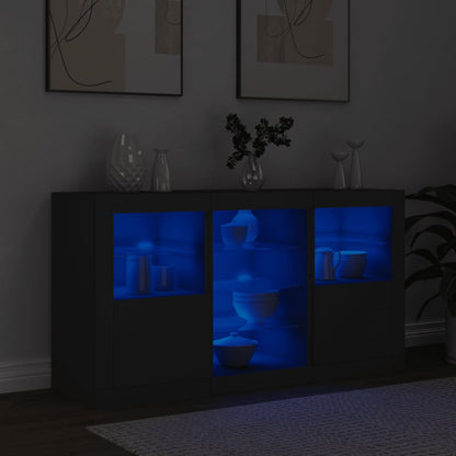 Sideboard mit LED-Leuchten Schwarz 123x37x67 cm