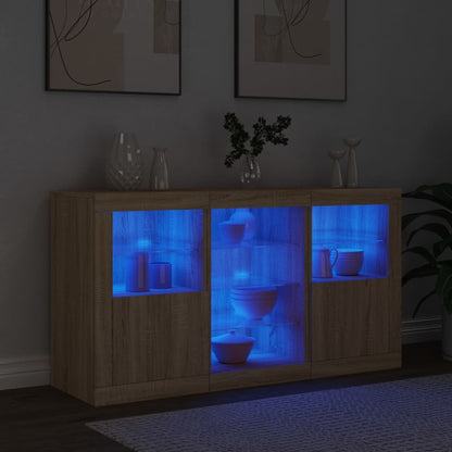 Sideboard mit LED-Leuchten Sonoma-Eiche 123x37x67 cm