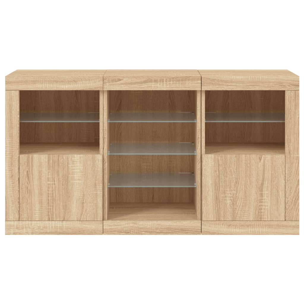 Sideboard mit LED-Leuchten Sonoma-Eiche 123x37x67 cm