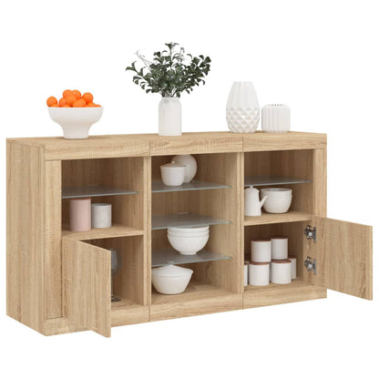 Sideboard mit LED-Leuchten Sonoma-Eiche 123x37x67 cm