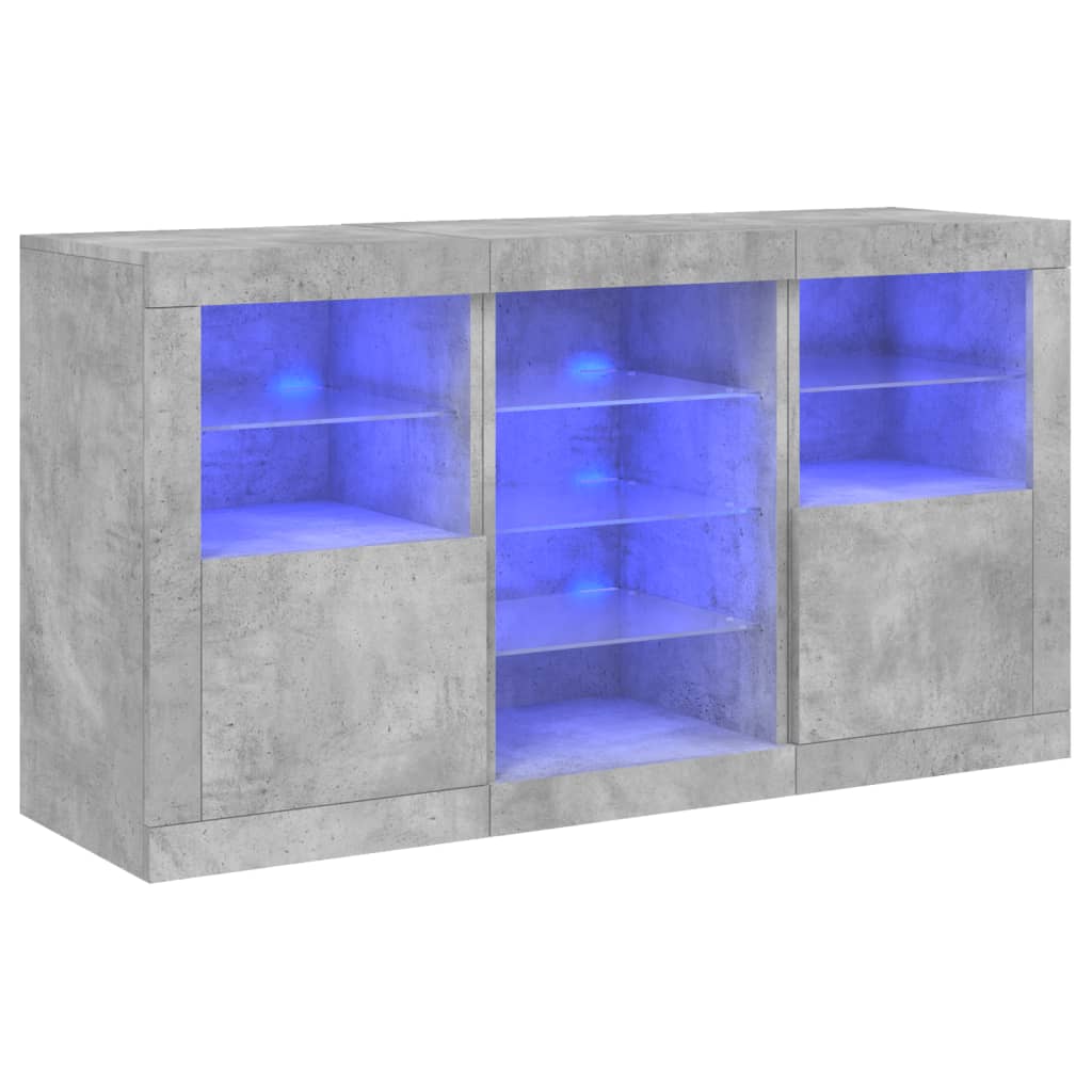 Sideboard mit LED-Leuchten Betongrau 123x37x67 cm