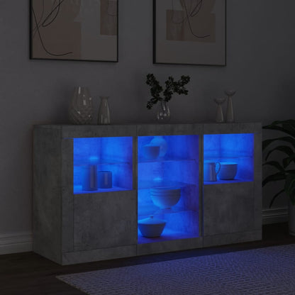 Sideboard mit LED-Leuchten Betongrau 123x37x67 cm