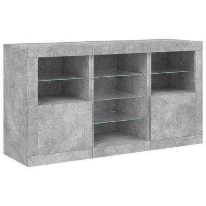 Sideboard mit LED-Leuchten Betongrau 123x37x67 cm